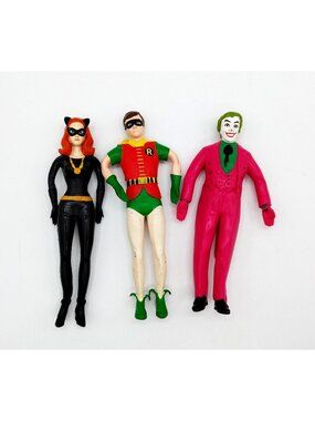 NJ Croce Batman Classic TV Series The Joker/Catwoman/Robin Bendable Figures
